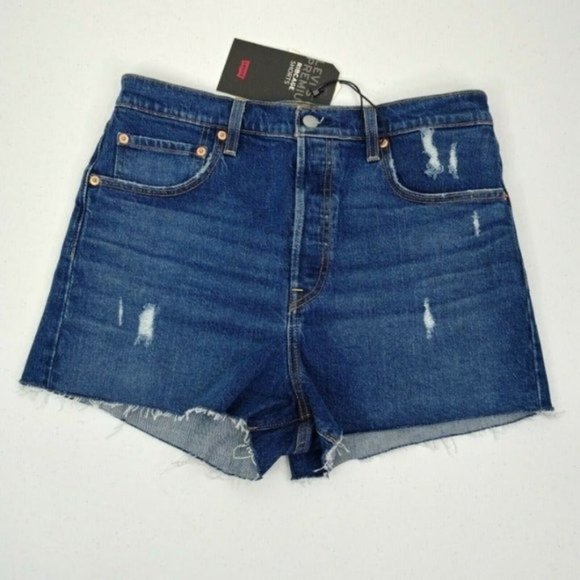 Levi's Cutoff Straight Fit Shorts Size 31 Premium Ribcage Ultra-High Rise - Picture 7 of 12